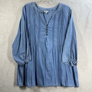 Avenue Denim Chambray Tunic Top Women's Plus Size 22/24 Casual